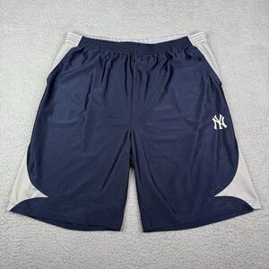 Vintage New York Yankees Shorts Mens XL Navy Gray True Fan MLB Athletic Gym Y2K